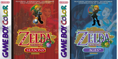 The Legend of Zelda: Oracle of Seasons and Oracle of Ages box art (GBC)