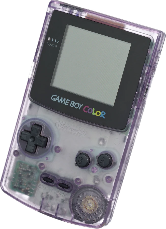 Translucent Atomic Purple Game Boy Color handheld.